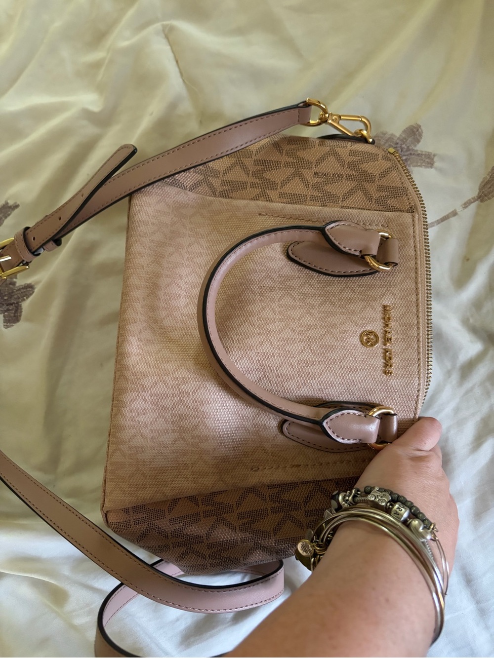 Michael Kors Blush Pink Dome Satchel with Gold Hardware